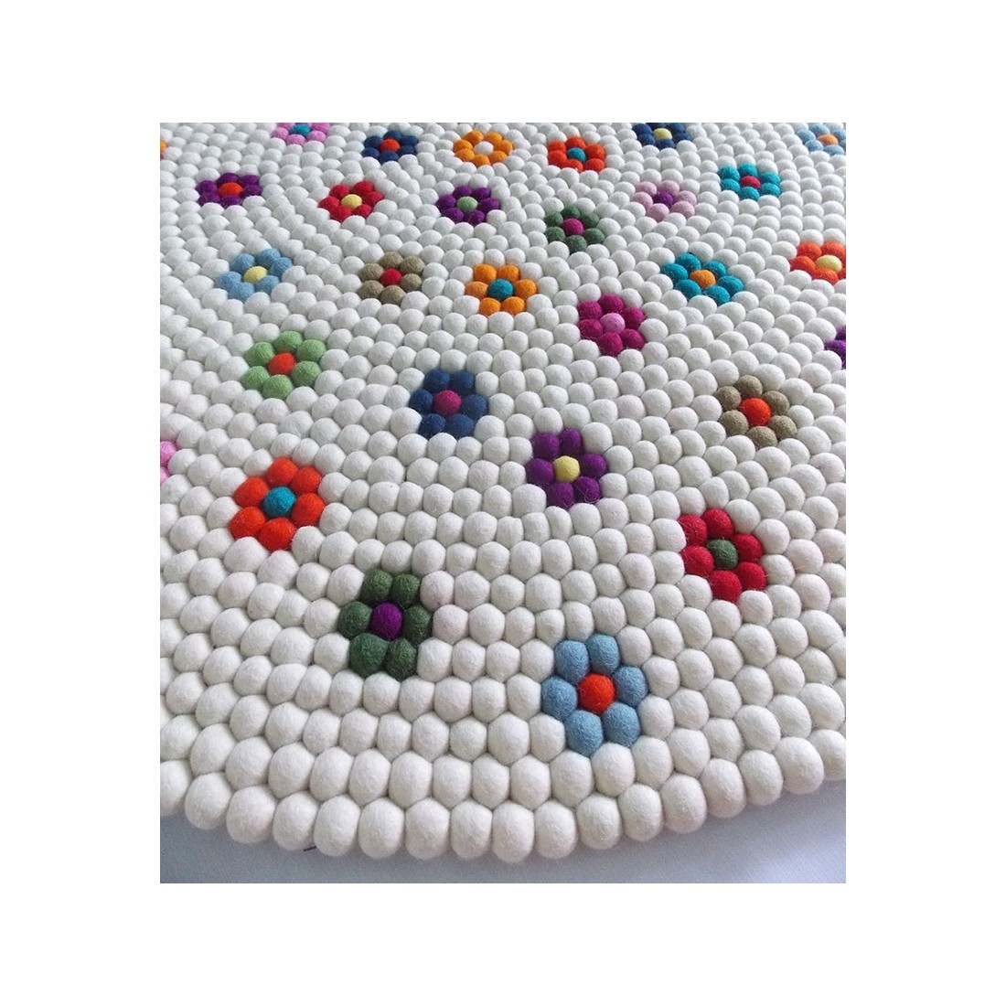 Gray Pink White Felt Ball Rug Rugs Loading