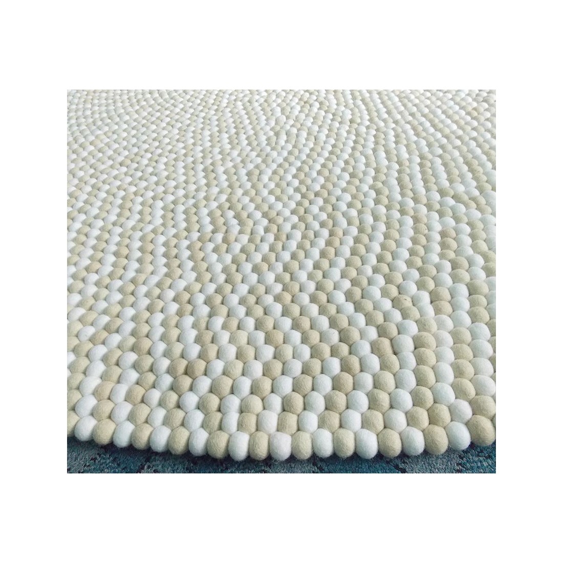 Rectangle Light Golden Felt Ball Rug for Nursery Felt Ball & Rugs