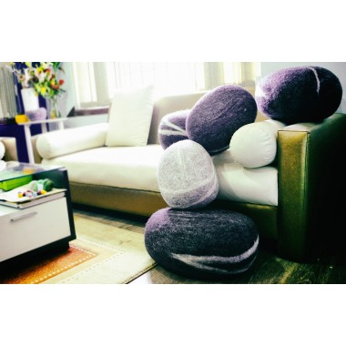 Handmade Felt Stone Design Pouf / Stool