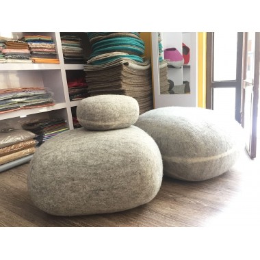 Handmade Felt Stone Design Pouf / Stool