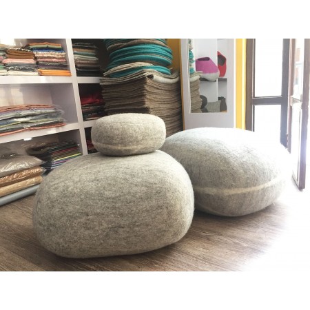 Handmade Felt Stone Design Pouf / Stool