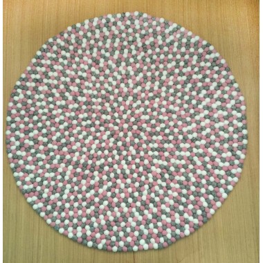 Glossy Pink Felt Ball Rug