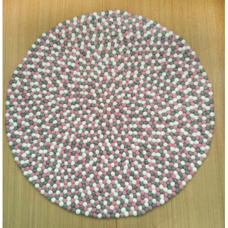Glossy Pink Felt Ball Rug
