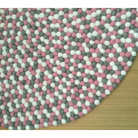 Glossy Pink Felt Ball Rug