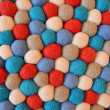 Red/ Blue/ Grey/ White Felt Ball Rug 2