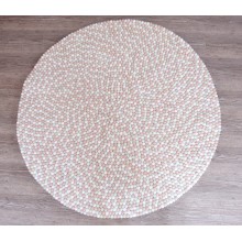Light Creamy Felt Ball Rug
