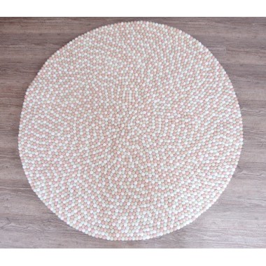 Light Creamy Felt Ball Rug