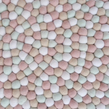 Light Creamy Felt Ball Rug