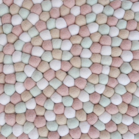 Light Creamy Felt Ball Rug