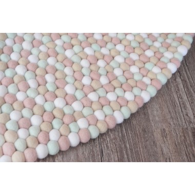 Light Creamy Felt Ball Rug