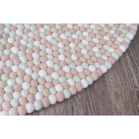 Light Creamy Felt Ball Rug