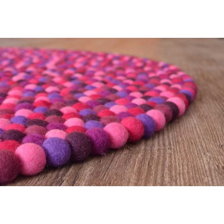 Pink Berry Felt Ball Rug