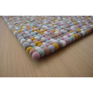 Rectangle Light Golden Felt Ball Rug for Nursery