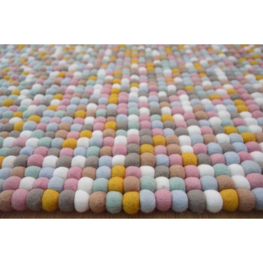 Rectangle Light Golden Felt Ball Rug... Rectangle Light Golden Felt Ball Rug...