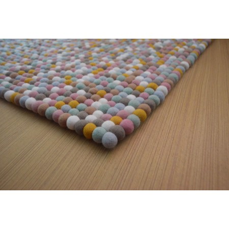 Rectangle Light Golden Felt Ball Rug for Nursery