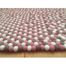 Gray Pink White Felt Ball Rug