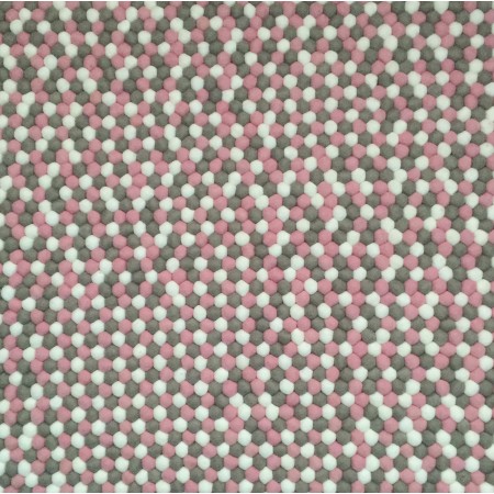 Gray Pink White Felt Ball Rug
