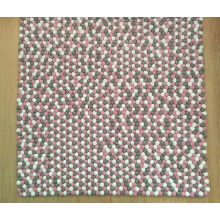 Gray Pink White Felt Ball Rug