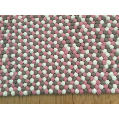 Gray Pink White Felt Ball Rug Gray Pink White Felt Ball Rug