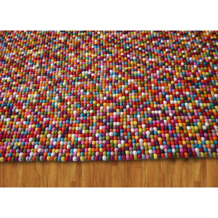Rectangle / Square Colorful Rainbow Felt Ball Rug