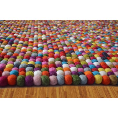 Rectangle / Square Colorful Rainbow Felt Ball Rug