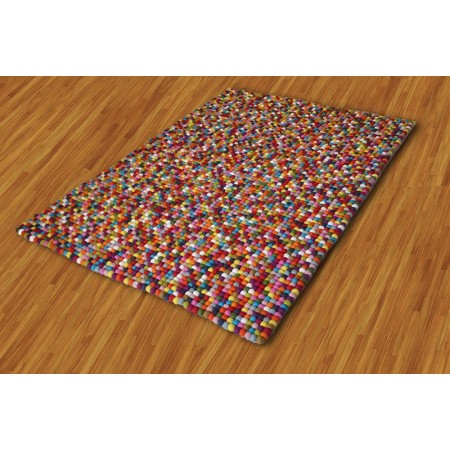 Rectangle / Square Colorful Rainbow Felt Ball Rug
