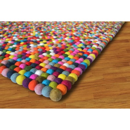 Rectangle / Square Colorful Rainbow Felt Ball Rug