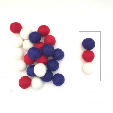 2cm Blue/White and Red Felt Ball Package