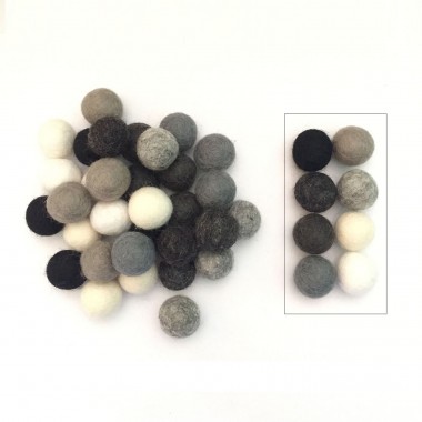 2cm Black/ White and Gray Felt Ball Package