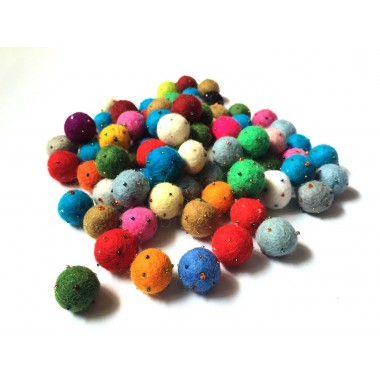 1000 pieces Mixed Beaded 2cm Felt Balls