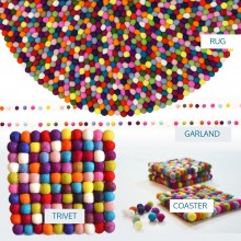 Exclusive Multicolored Felt Ball Rug Package