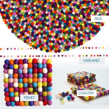Exclusive Multicolored Felt Ball Rug Package