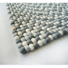 Silver Diamond Rectangular Felt Ball Rug