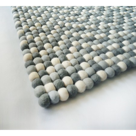 Silver Diamond Rectangular Felt Ball Rug