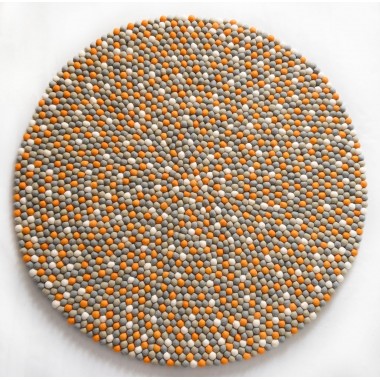 Dotted Orange Felt Ball Rug