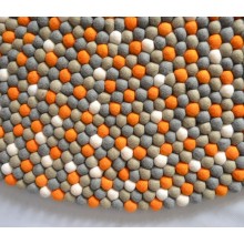 Dotted Orange Felt Ball Rug 2