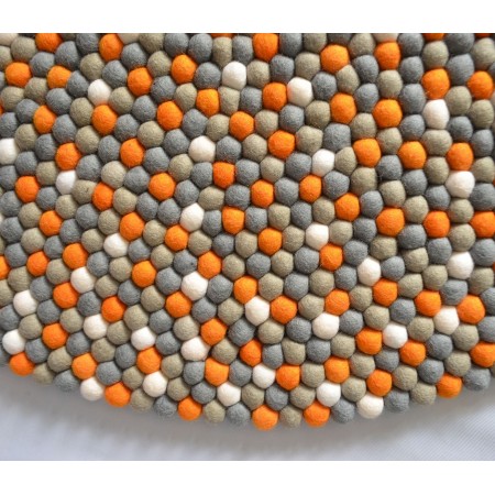 Dotted Orange Felt Ball Rug