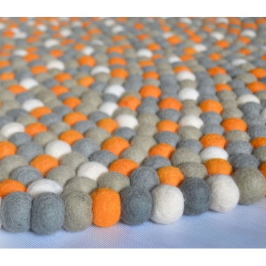 Dotted Orange Felt Ball Rug