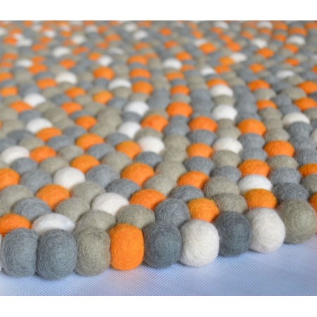 Dotted Orange Felt Ball Rug