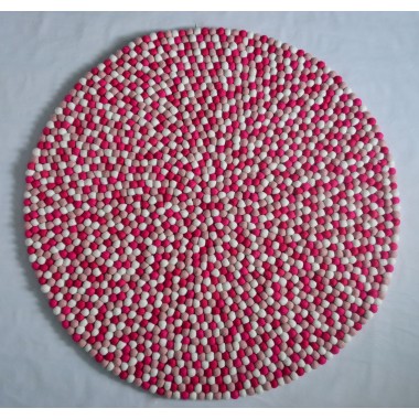 Hot Pink Berry Round Felt Ball Rug