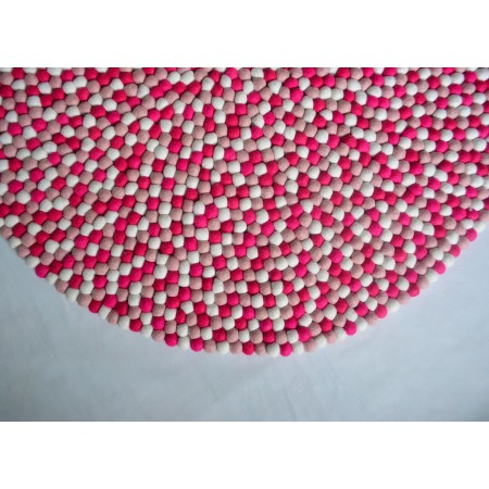 Hot Pink Berry Round Felt Ball Rug