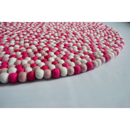 Hot Pink Berry Round Felt Ball Rug
