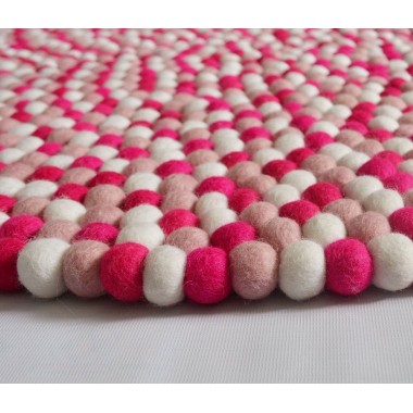 Hot Pink Berry Round Felt Ball Rug Hot Pink Berry Round Felt Ball Rug