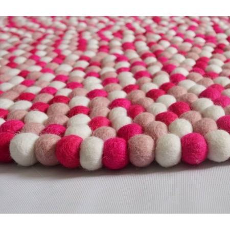 Hot Pink Berry Round Felt Ball Rug