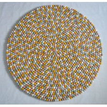 Light Golden Round Felt Rug for Kids Room