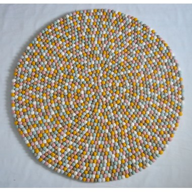 Light Golden Round Felt Rug for Kids Room