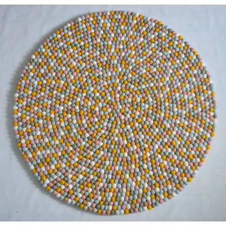 Light Golden Round Felt Rug for Kids Room