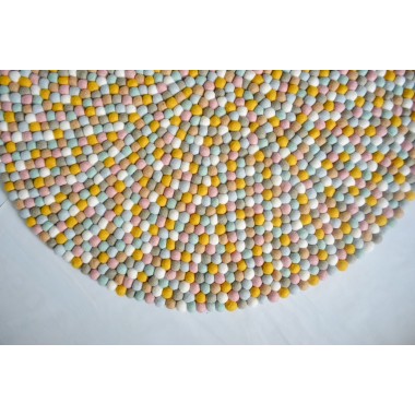 Light Golden Round Felt Rug for Kids...