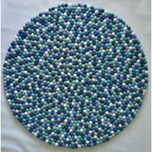 Crystal Blue Round Felt Rug Nepal