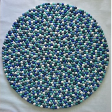 Crystal Blue Round Felt Rug Nepal